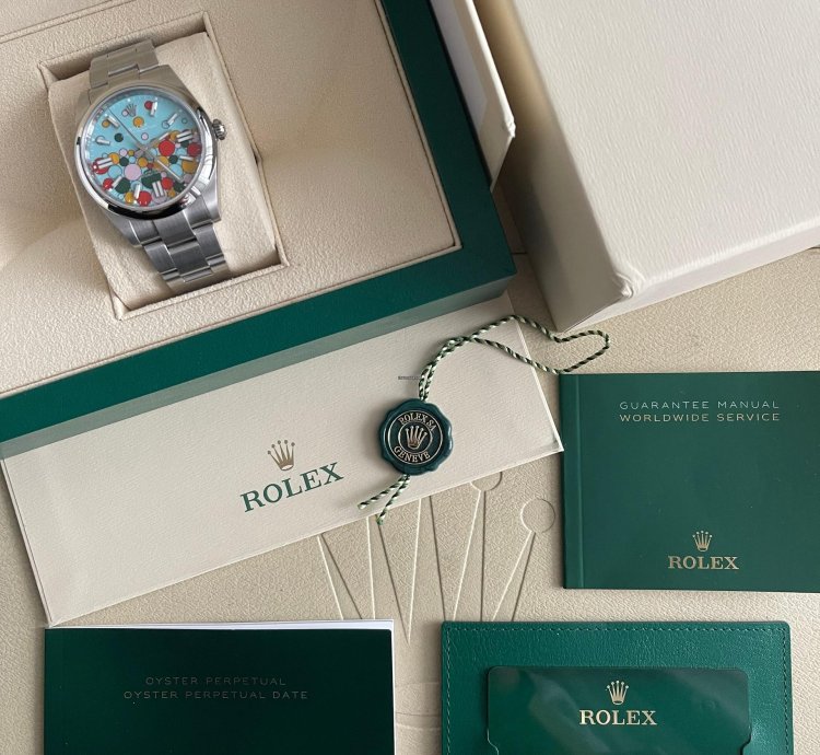 Rolex Oyster Perpetual 41 Bubble Celebration Dial New