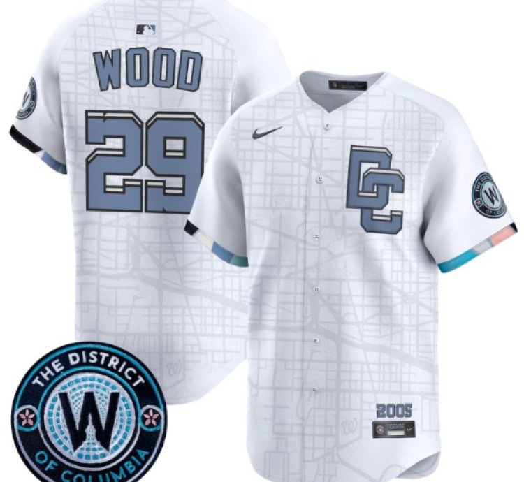 James Wood Jersey 29 Washington Nationals 2025 City Connect Premier Limited Stitched White