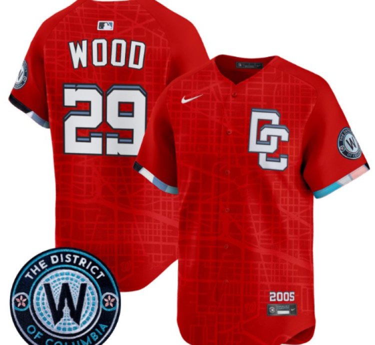 James Wood Jersey 29 Washington Nationals 2025 City Connect Premier Limited Stitched Red