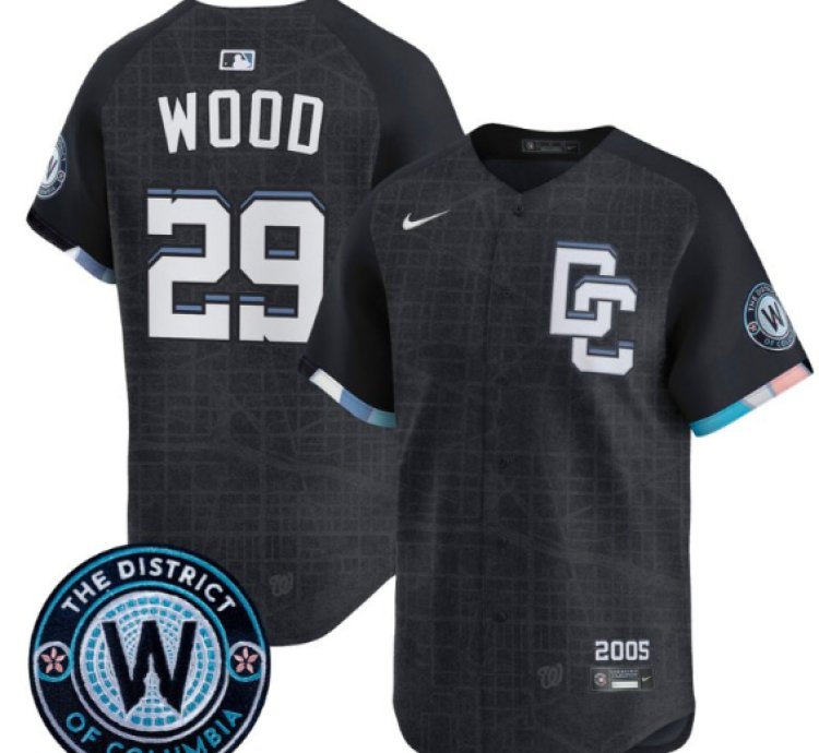 James Wood Jersey 29 Washington Nationals 2025 City Connect Premier Limited Stitched Navy