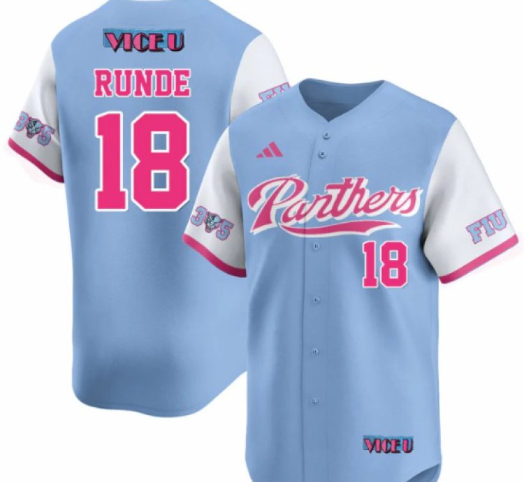 Logan Runde Jersey 18 Fiu Baseball 2025 Vice U Stitched Blue