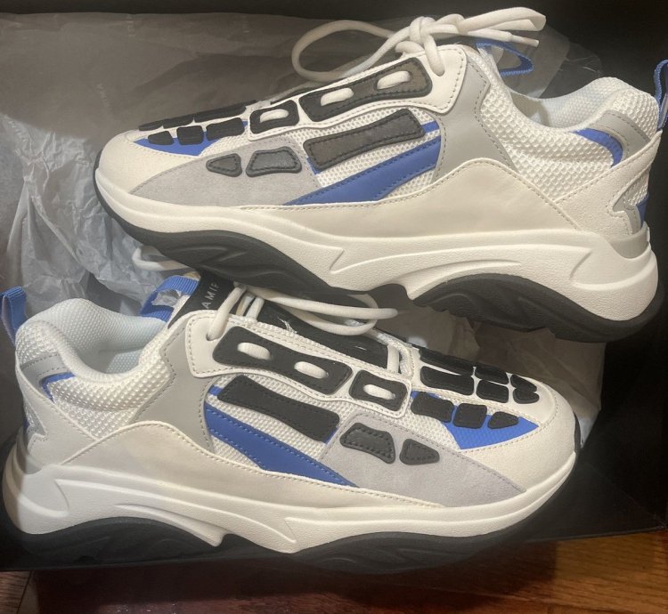 Amiri Bone Runner Sneakers White Black Royal Blue