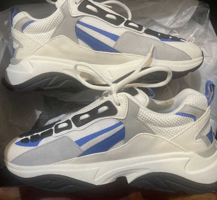 Amiri Bone Runner Sneakers White Black Royal Blue