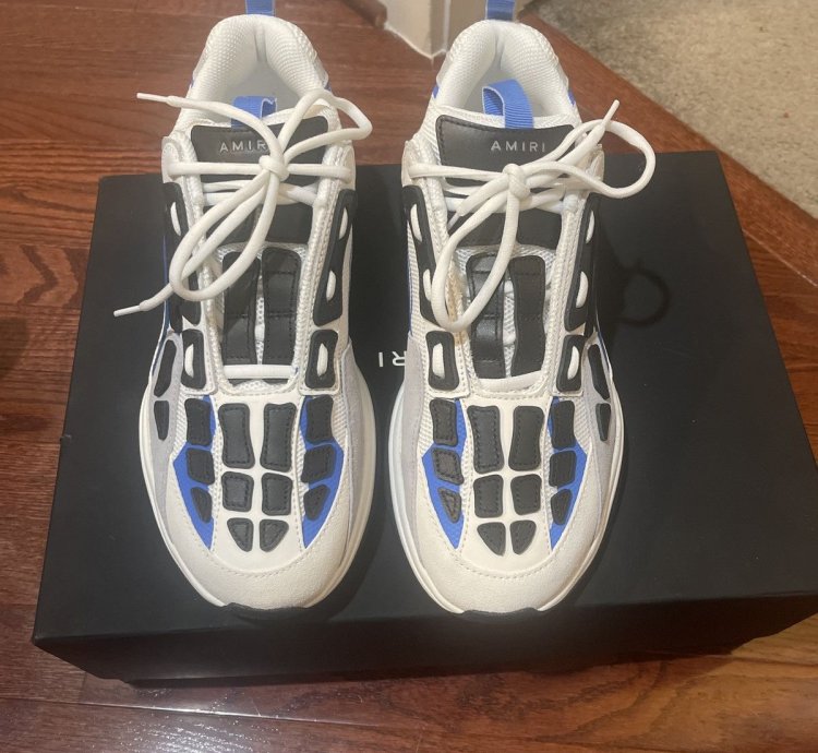 Amiri Bone Runner Sneakers White Black Royal Blue