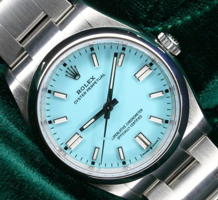 Rolex Oyster Perpetual 41 Mint Complete Set Oyster Perpetual 41 Tiffany Blue Turquoise Blue Dial Steel 124300