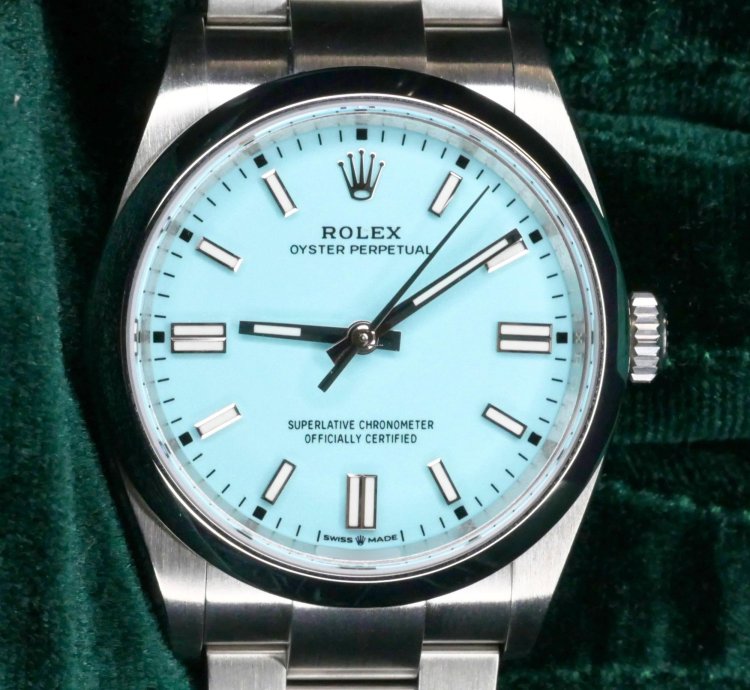 Rolex Oyster Perpetual 41 Mint Complete Set Oyster Perpetual 41 Tiffany Blue Turquoise Blue Dial Steel 124300