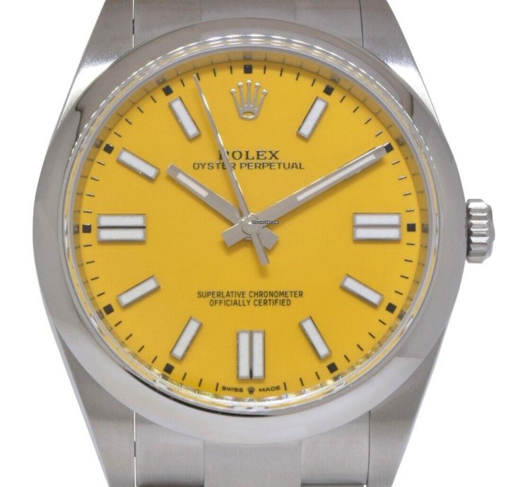 Rolex Oyster Perpetual 41 Nos Rolex Oyster Perpetual 41 Steel Yellow Dial Mens Watch Box Papers 20 124300