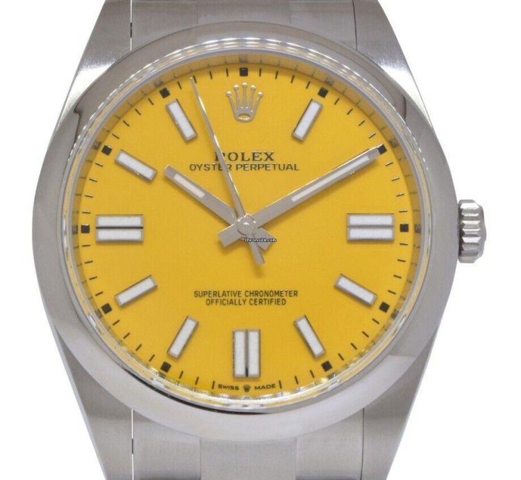 Rolex Oyster Perpetual 41 Nos Rolex Oyster Perpetual 41 Steel Yellow Dial Mens Watch Box Papers 20 124300