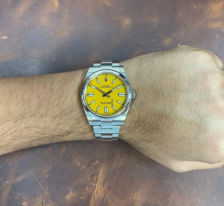 Rolex Oyster Perpetual 41 Nos Rolex Oyster Perpetual 41 Steel Yellow Dial Mens Watch Box Papers 20 124300