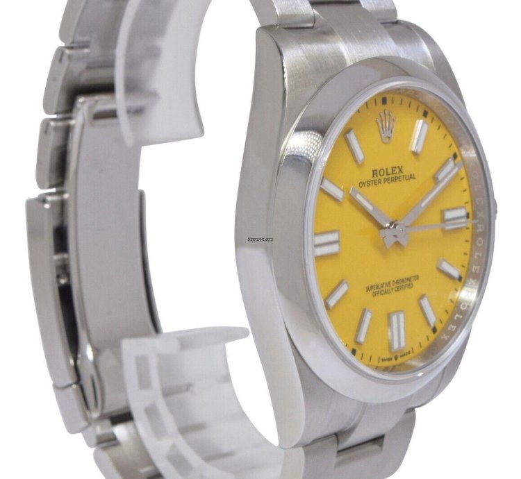 Rolex Oyster Perpetual 41 Nos Rolex Oyster Perpetual 41 Steel Yellow Dial Mens Watch Box Papers 20 124300