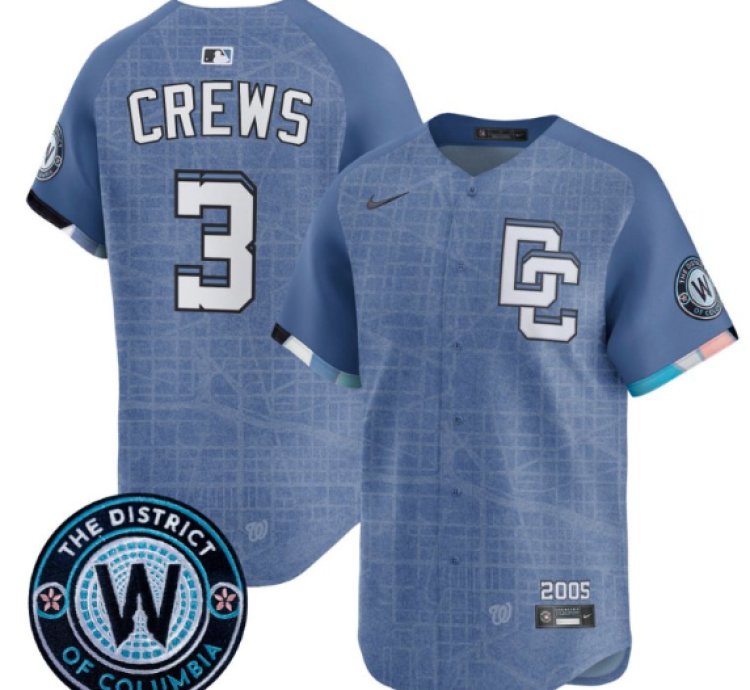 Dylan Crews Jersey 3 Washington Nationals 2025 City Connect Vapor Premier Limited Stitched Blue