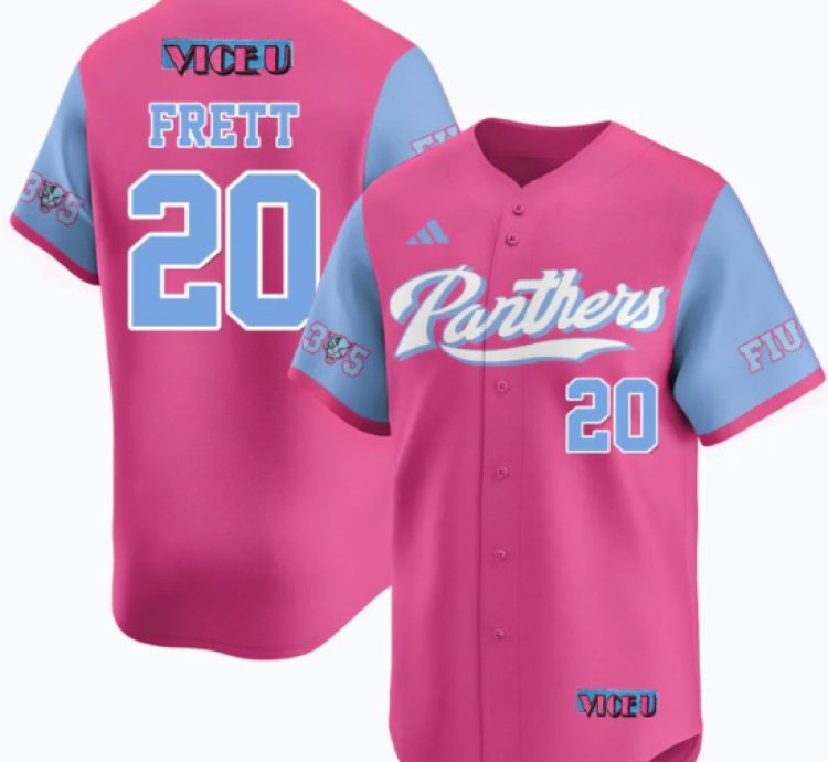 Kishon Frett Jersey 20 Fiu Baseball 2025 Vice U Stitched Pink