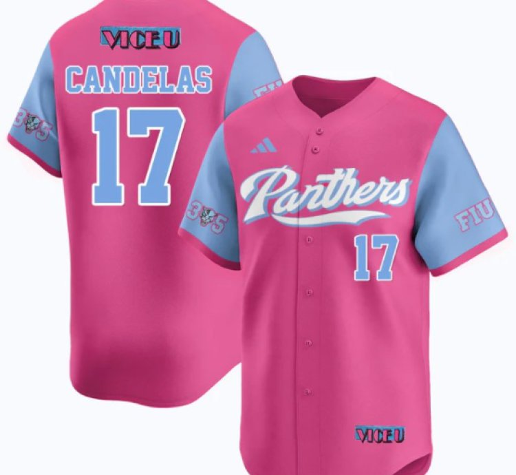 Hector Candelas Jersey 17 Fiu Baseball 2025 Vice U Stitched Pink