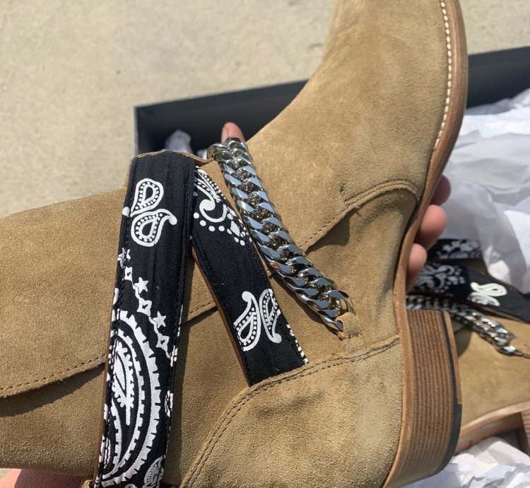 Amiri Brown Bandana Chain Boot