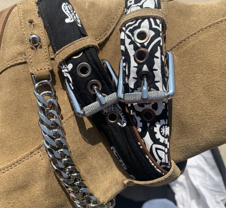Amiri Brown Bandana Chain Boot