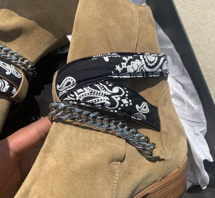 Amiri Brown Bandana Chain Boot