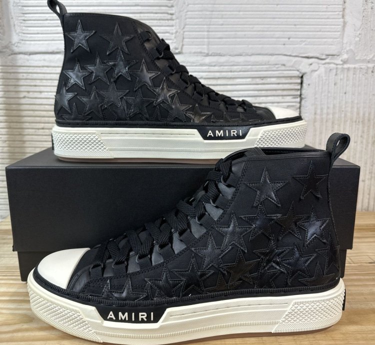 Amiri Court High Black Stars Sneaker Sz 46