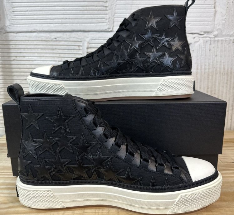 Amiri Court High Black Stars Sneaker Sz 46