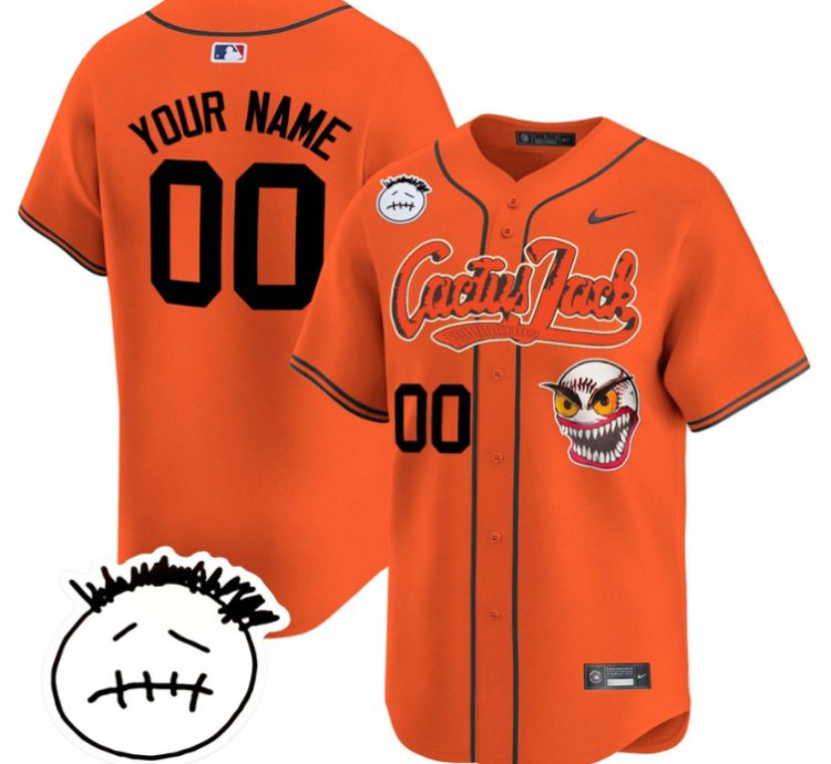 Custom Houston Astros Cactus Jersey Jack Patch V3 All Stitched Orange