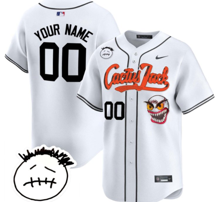 Custom Houston Astros Cactus Jersey Jack Patch V3 All Stitched White