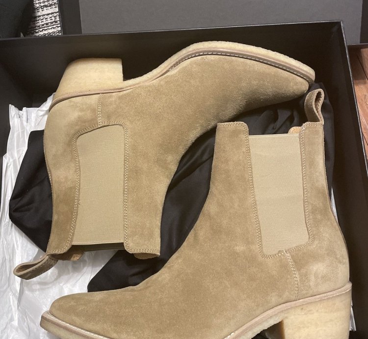 Amiri Crepe Suede Chelsea Boot Tan Point Toe Sz8us 41