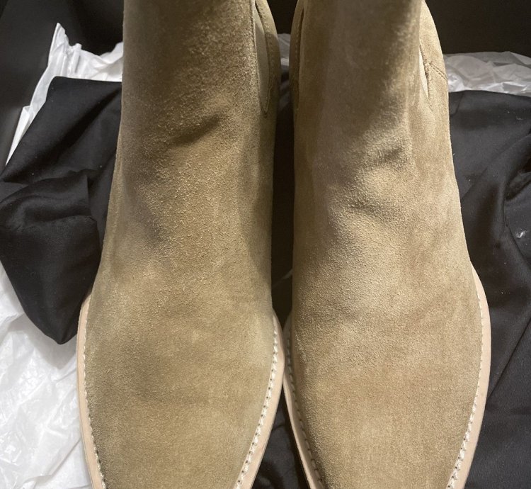 Amiri Crepe Suede Chelsea Boot Tan Point Toe Sz8us 41