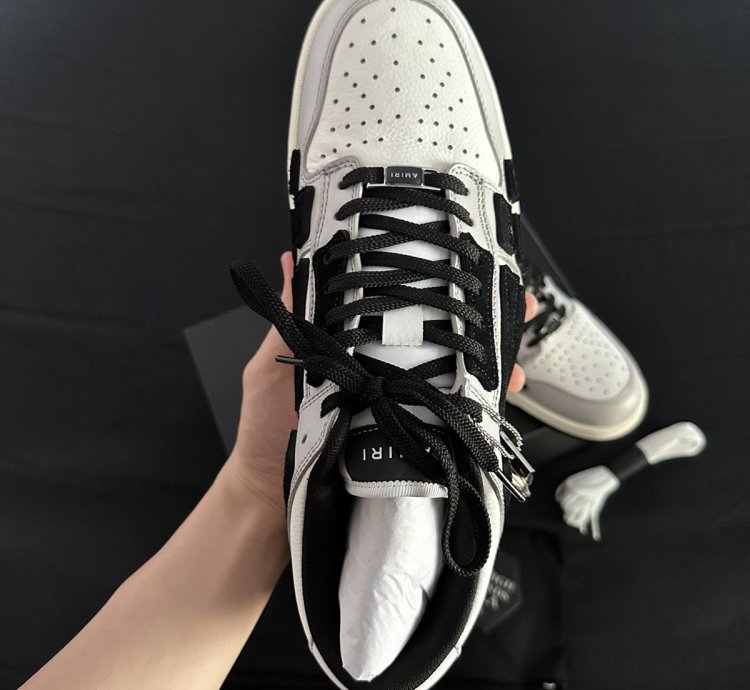 Amiri Grey Leather Skel Low Top