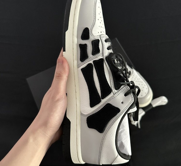 Amiri Grey Leather Skel Low Top