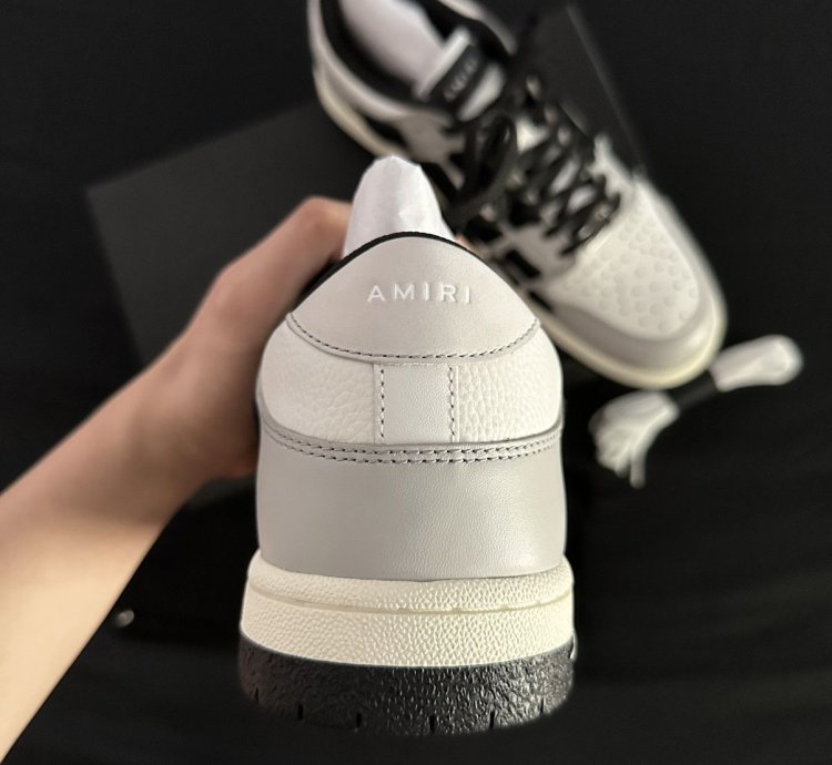 Amiri Grey Leather Skel Low Top