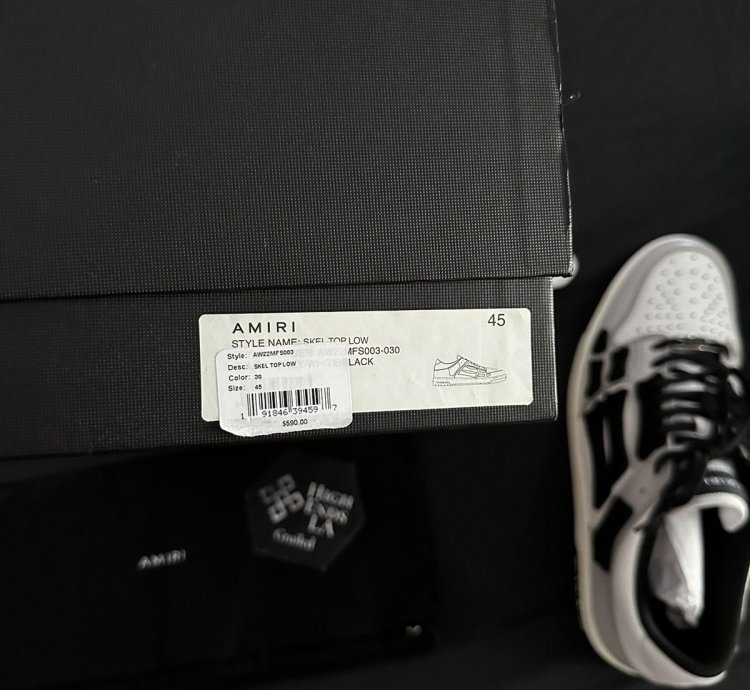 Amiri Grey Leather Skel Low Top