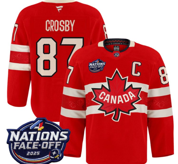 Men Sidney Crosby Jersey 87 Canada 4 Nations Face-off 2025 Pro Stitched Red
