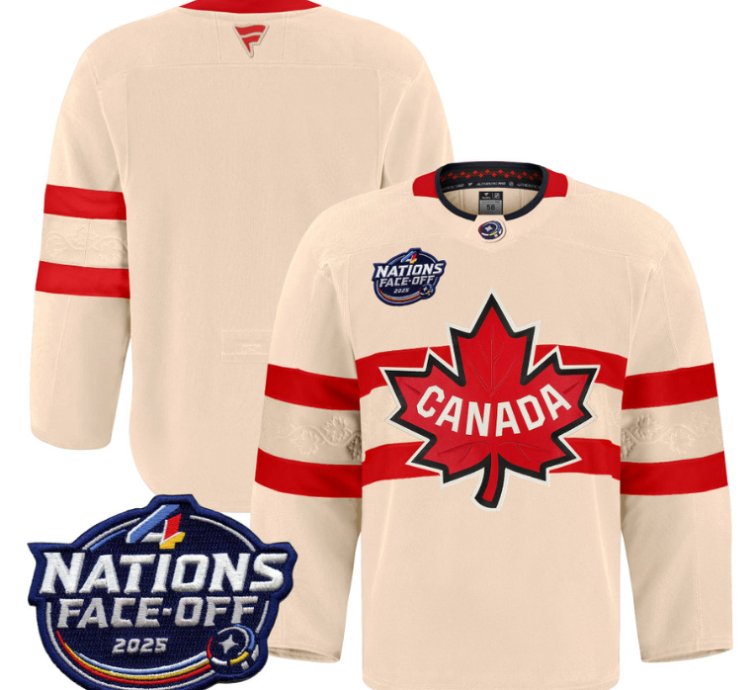 Men Team Jersey Canada 4 Nations Face-off 2025 Pro Stitched Cream