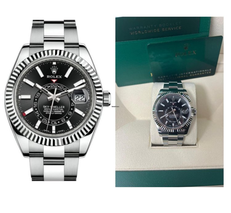 Rolex Sky-dweller 18k White Gold 42mm Black Dial Steel Oyster Bracelet 326934