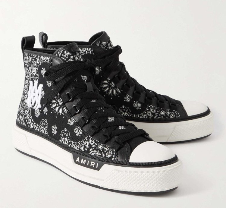 Amiri Leather-trimmed Paisley-print Canvas High-top Sneakers