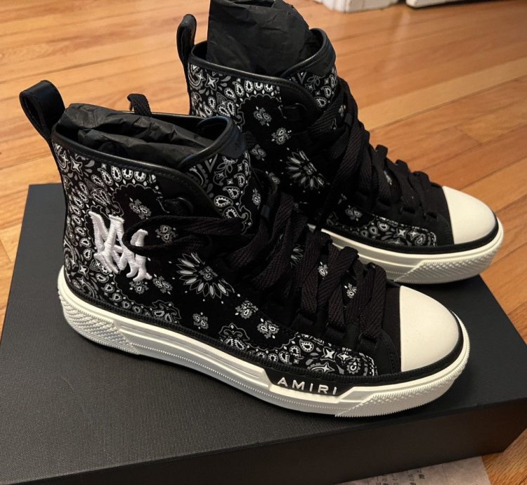 Amiri Leather-trimmed Paisley-print Canvas High-top Sneakers