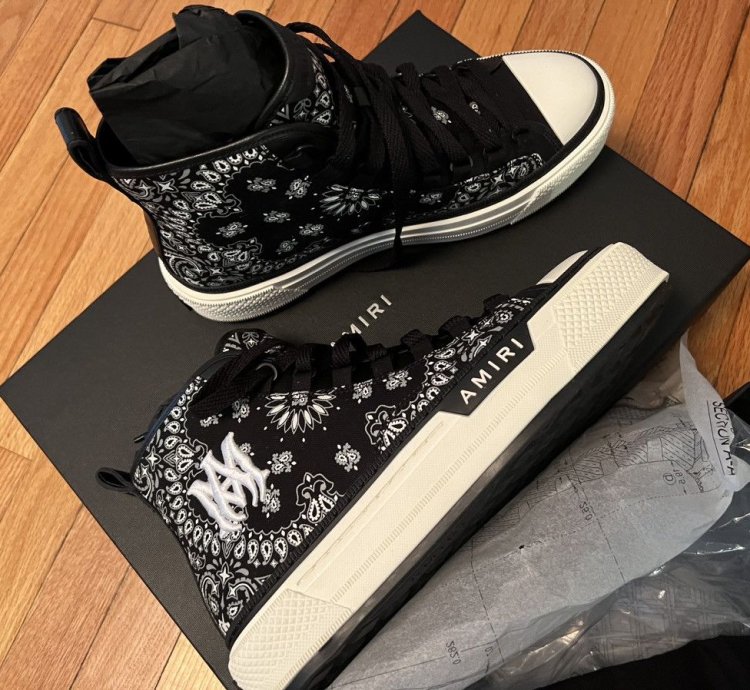 Amiri Leather-trimmed Paisley-print Canvas High-top Sneakers
