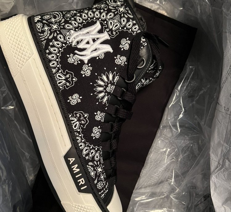 Amiri Leather-trimmed Paisley-print Canvas High-top Sneakers