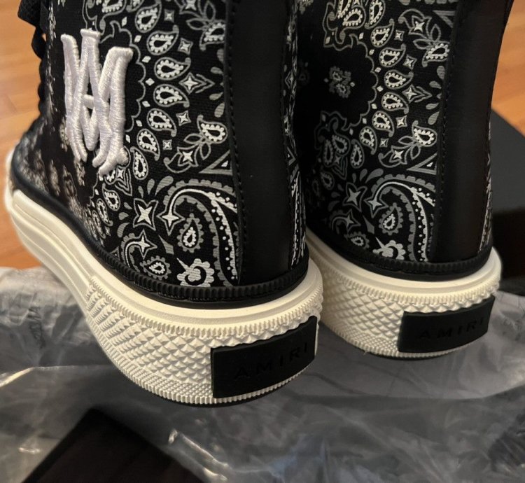 Amiri Leather-trimmed Paisley-print Canvas High-top Sneakers