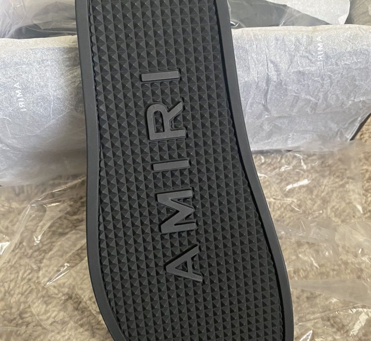 Amiri Logo Pool Slide Black