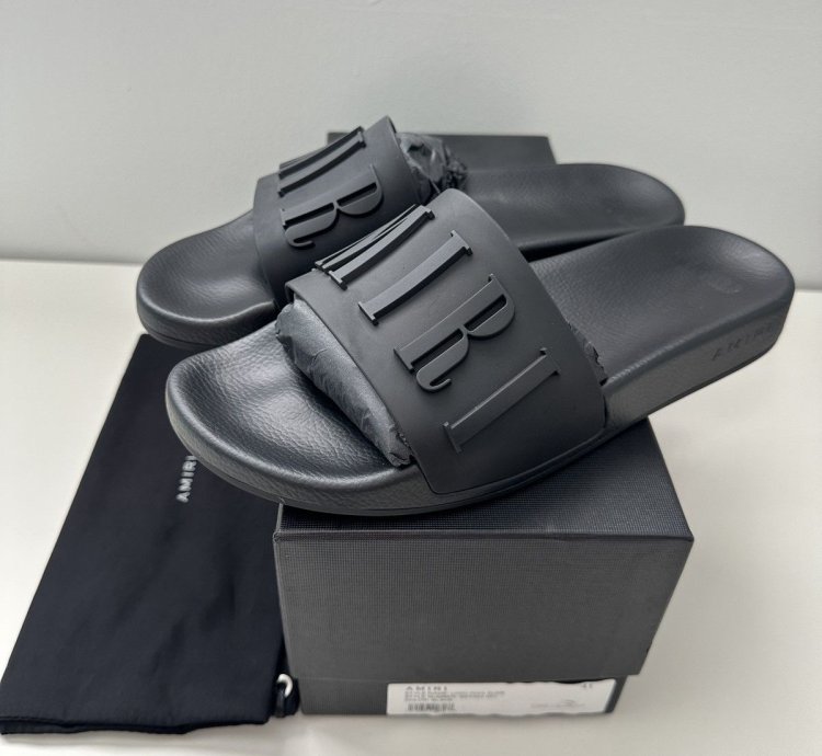 Amiri Logo Pool Slides New Black 41