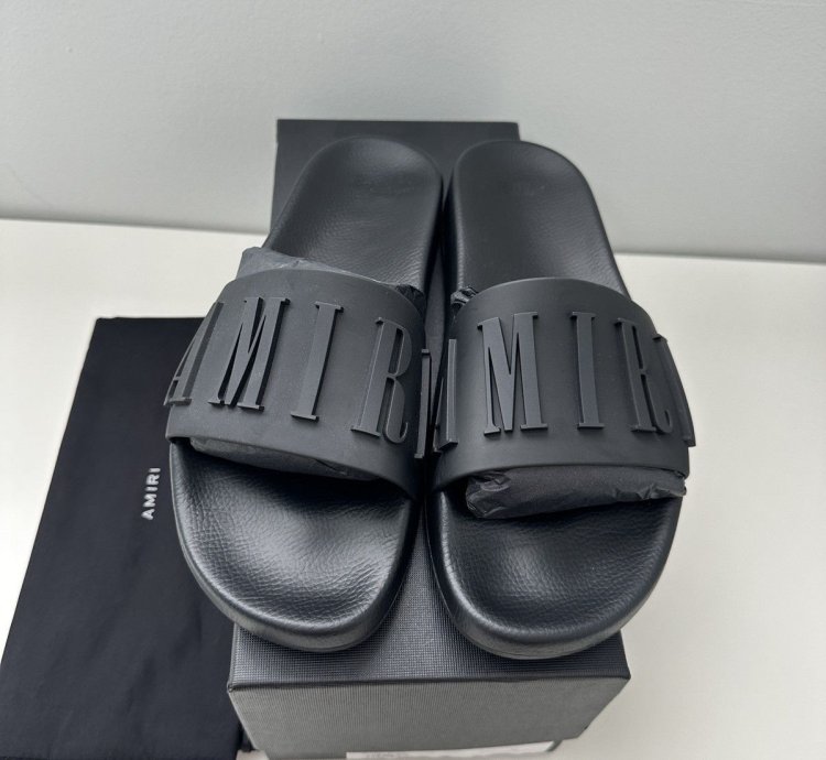 Amiri Logo Pool Slides New Black 41