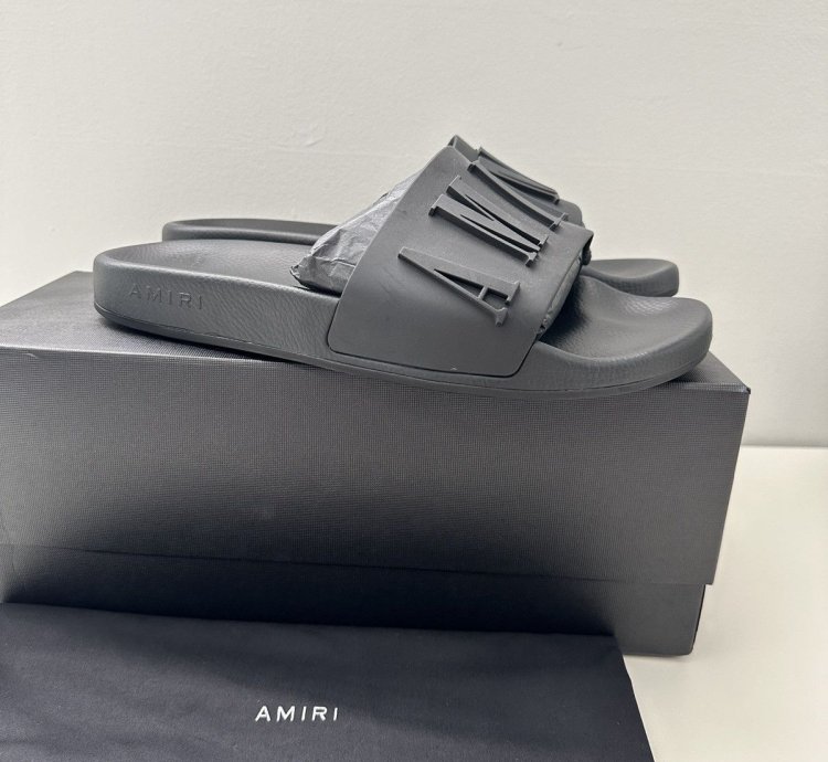 Amiri Logo Pool Slides New Black 41