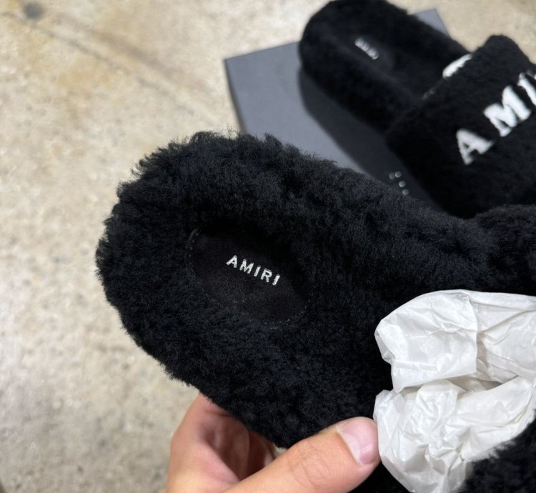 Amiri Logo Shearling Slides New 600