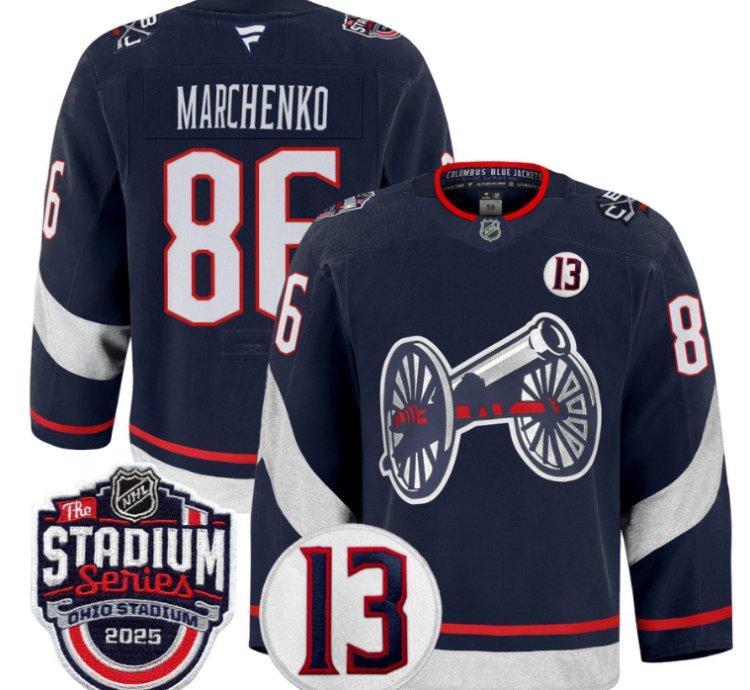 Men Kirill Marchenko Jersey 86 Columbus Blue Jackets 2025 Stadium Series Navy