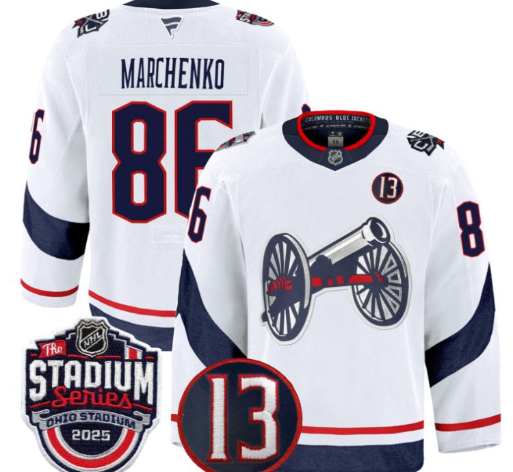 Men Kirill Marchenko Jersey 86 Columbus Blue Jackets 2025 Stadium Series White