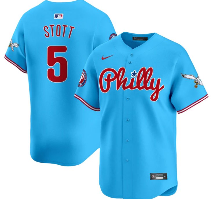 Bryson Stott Jersey 5 Phillies And Eagles Vapor Premier Limited Stitched Light Blue