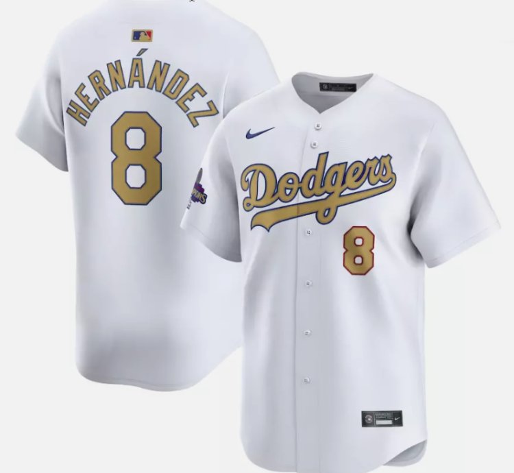 Enrique Hernández Jersey 8 Dodgers White 2025 Gold Collection Limited Stitched
