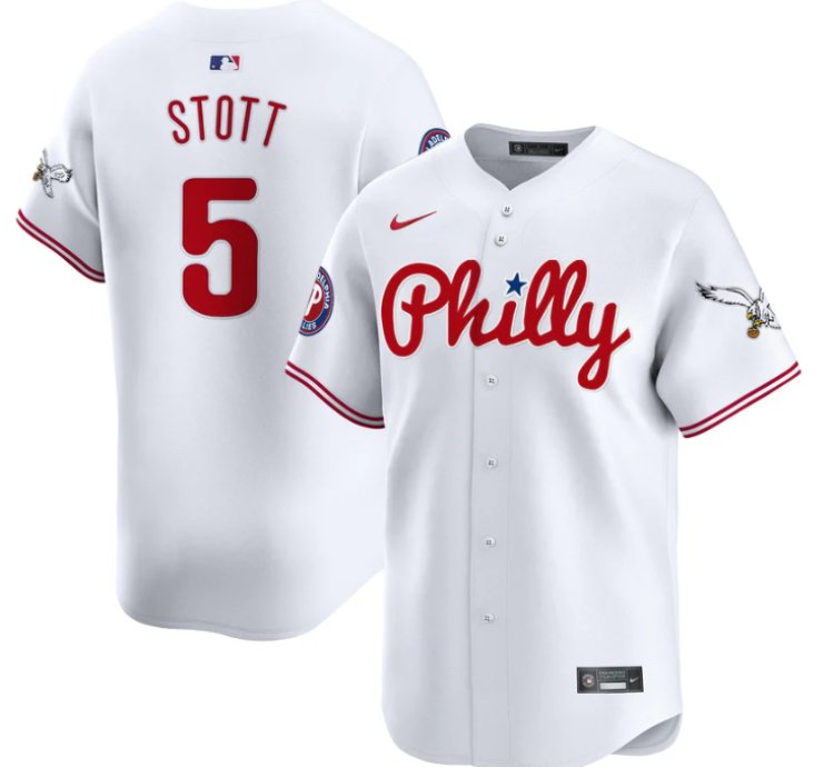 Bryson Stott Jersey 5 Phillies And Eagles Vapor Premier Limited Stitched White