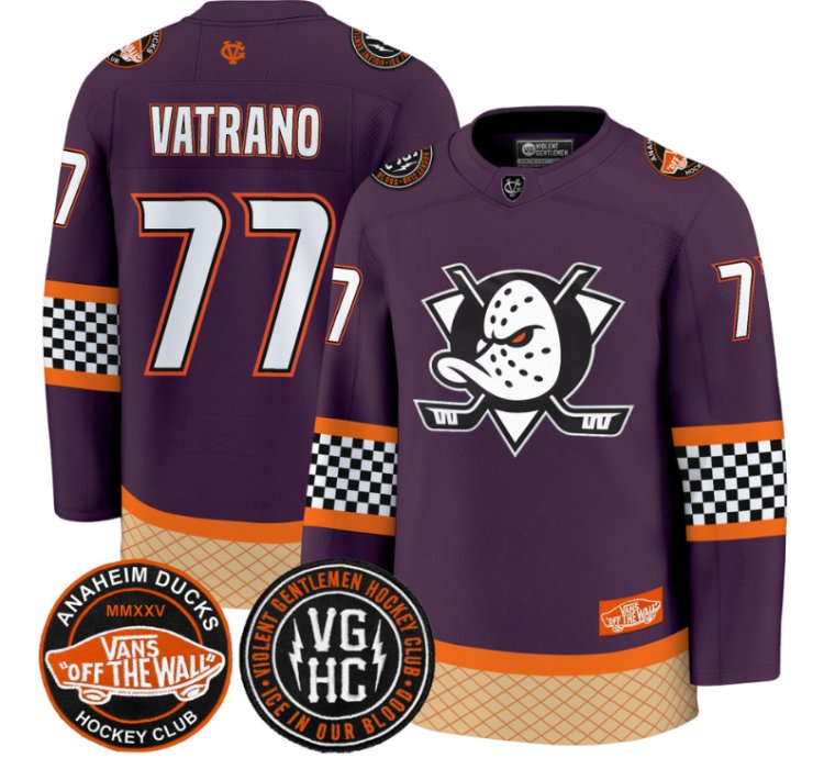 Frank Vatrano Jersey 77 Anaheim Ducks Checkerboard 2025 Premium Stitched White