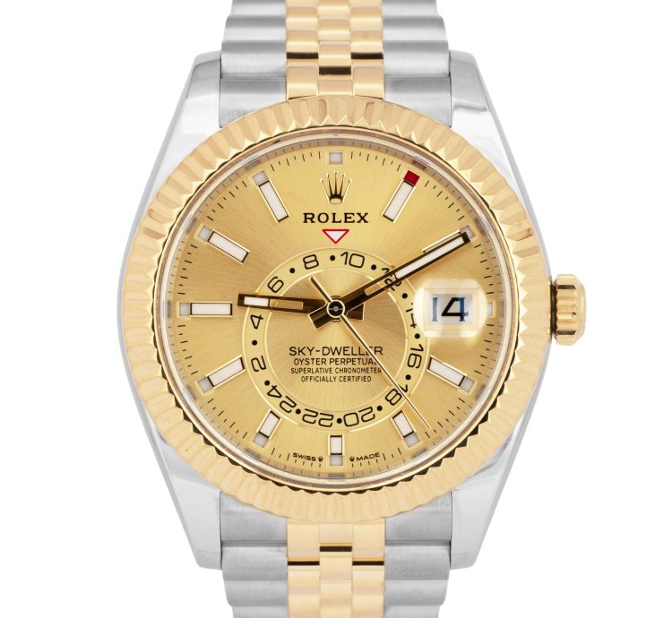 Rolex Sky-dweller 2023 New Papers Rolex Sky-dweller Champagne Two-tone Gold Jubilee 336933 Box